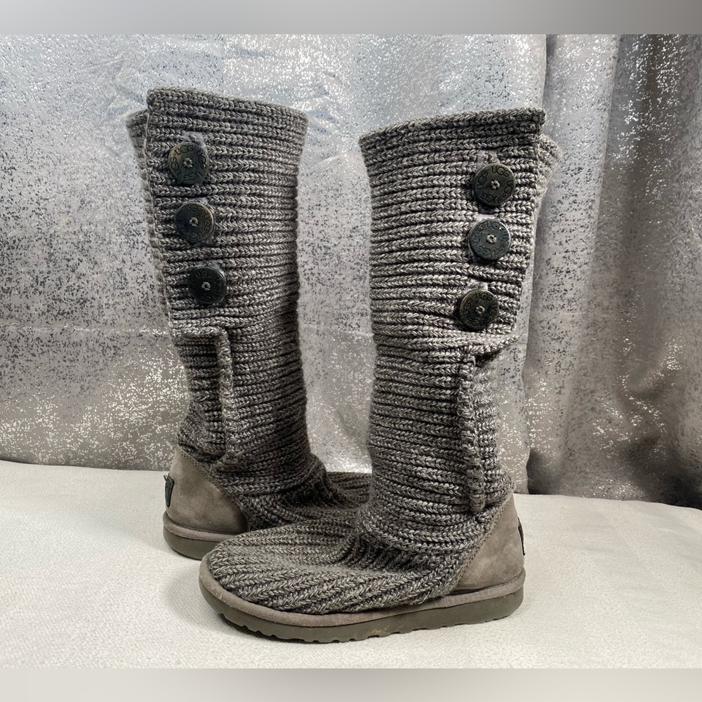 Ugg Gray Knit Button-Up Women's Boots